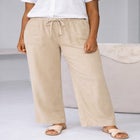 Linen-Blend Elastic Waist Drawstring Relaxed Pant image number null