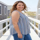 Sleeveless Pintuck Gauze Shirt image number null