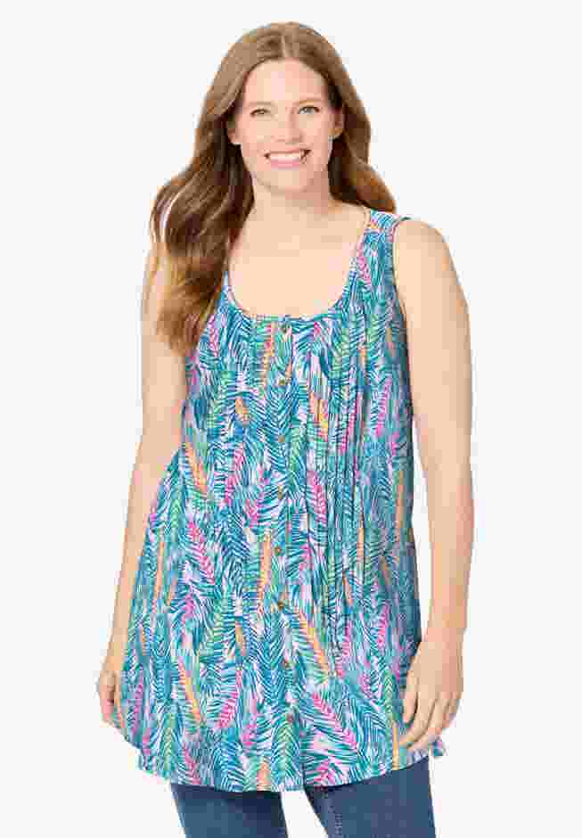 Sleeveless Pintuck Gauze Shirt image number 0