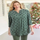 Rayon 7-Day Three-Quarter Sleeve Tab-Front Tunic image number null
