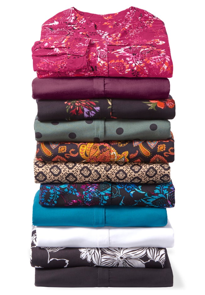 Rayon 7-Day Three-Quarter Sleeve Tab-Front Tunic image number 4