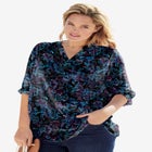 Rayon 7-Day Three-Quarter Sleeve Tab-Front Tunic image number null