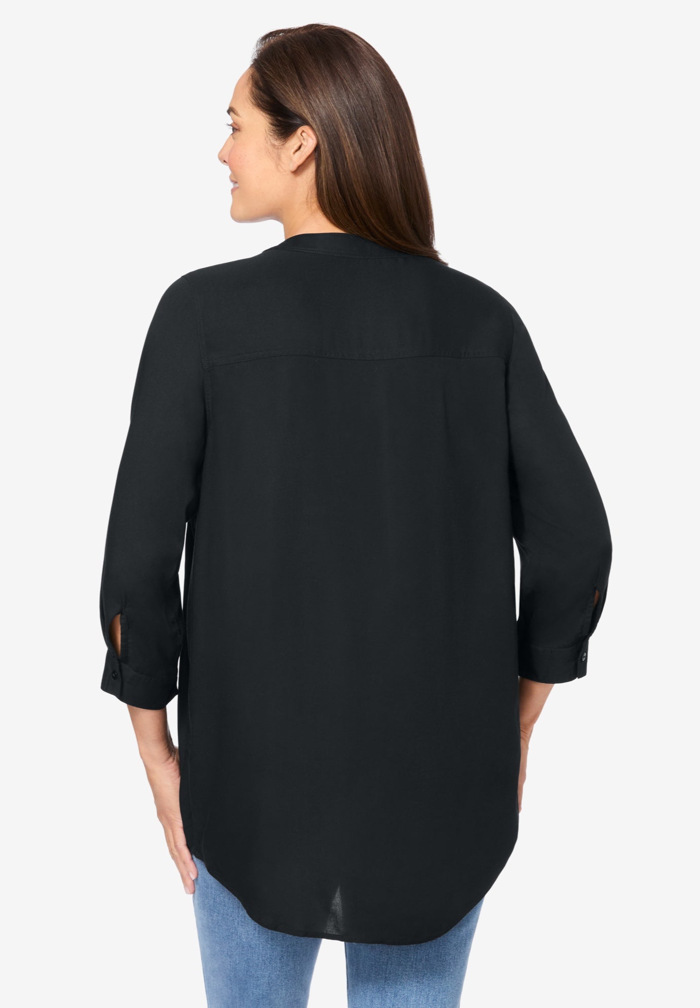 Rayon 7-Day Three-Quarter Sleeve Tab-Front Tunic image number 1