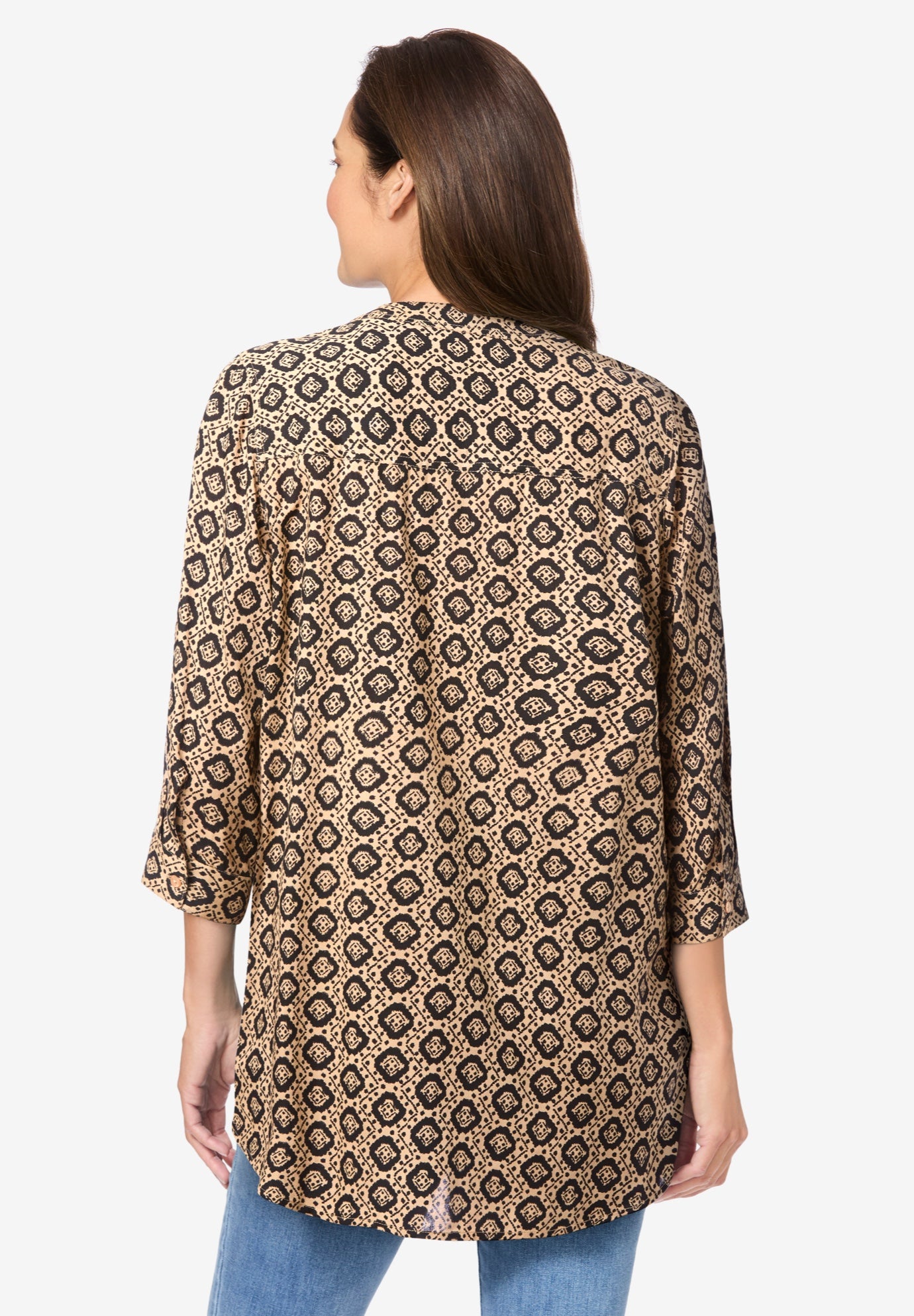 Rayon 7-Day Three-Quarter Sleeve Tab-Front Tunic image number 1