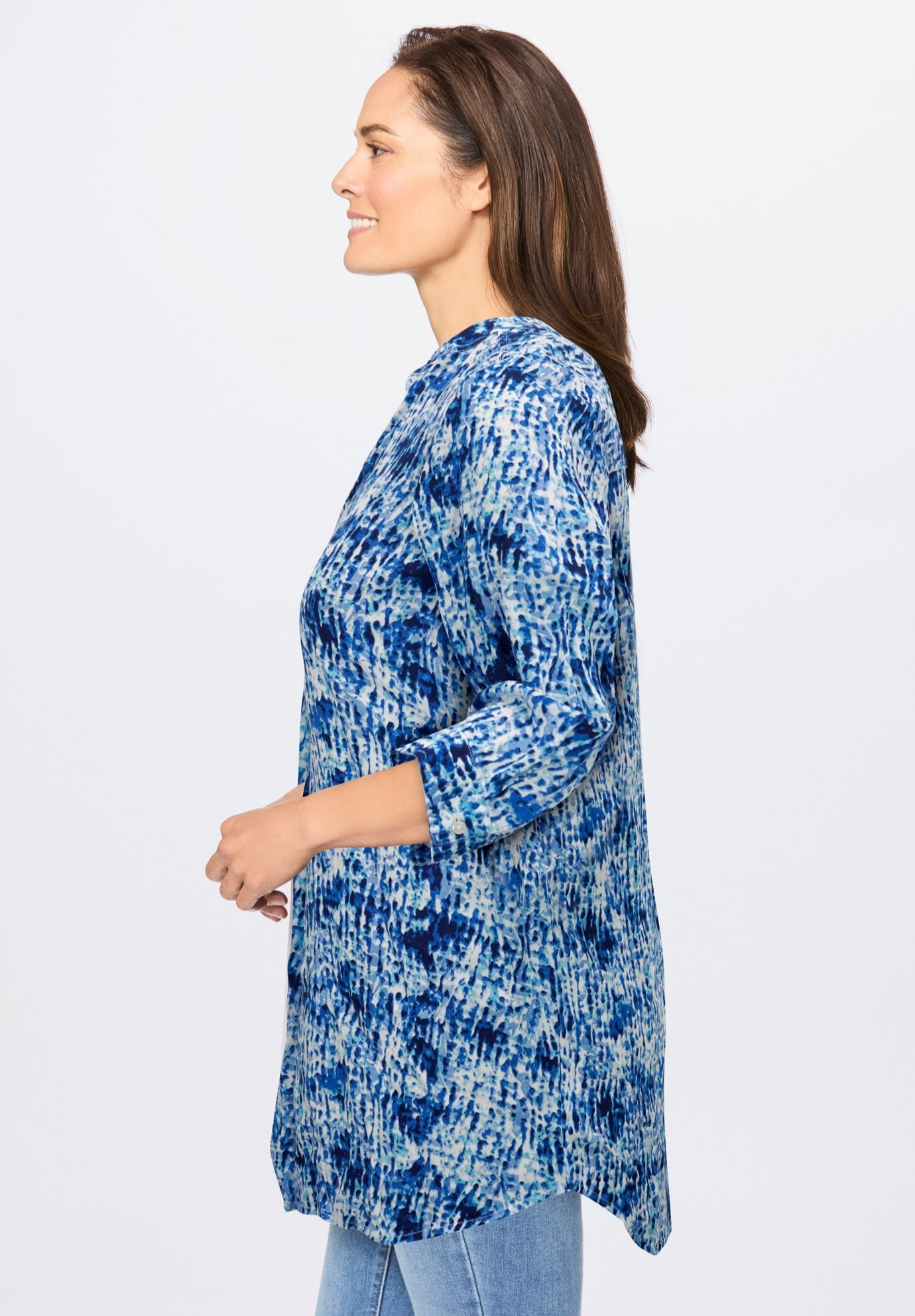 Rayon Three-Quarter Sleeve Effortless Tab-front Blouse image number 2