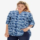 Rayon Three-Quarter Sleeve Effortless Tab-front Blouse image number null