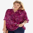 Rayon 7-Day Three-Quarter Sleeve Tab-Front Tunic image number null