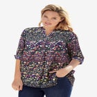 Rayon 7-Day Three-Quarter Sleeve Tab-Front Tunic image number null