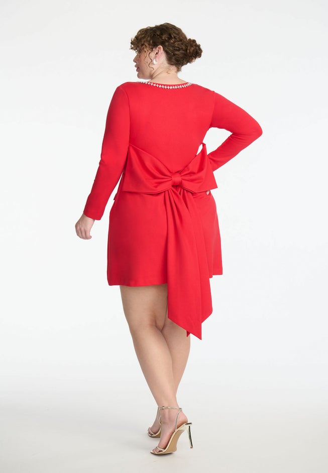 ELOQUII x kate spade new york Dramatic Bow Rhinestone Mini Dress image number null