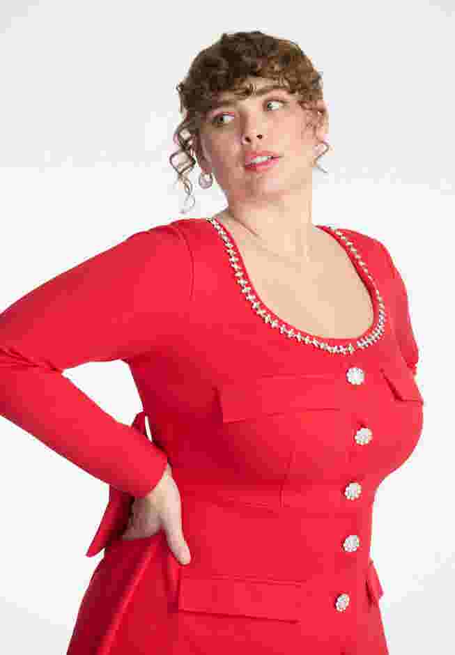 ELOQUII x kate spade new york Dramatic Bow Rhinestone Mini Dress image number 3