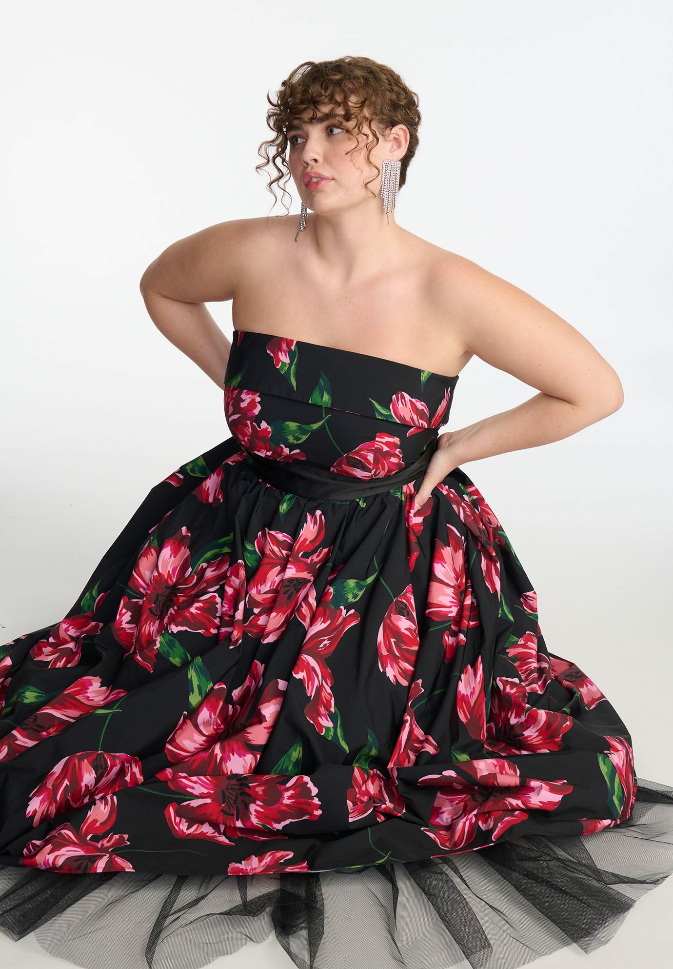 ELOQUII x kate spade new york Floral Pleated Gown image number 3