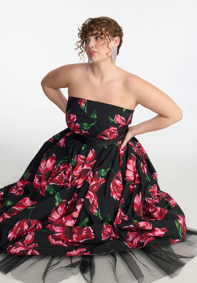 ELOQUII x kate spade new york Floral Pleated Gown image number 3