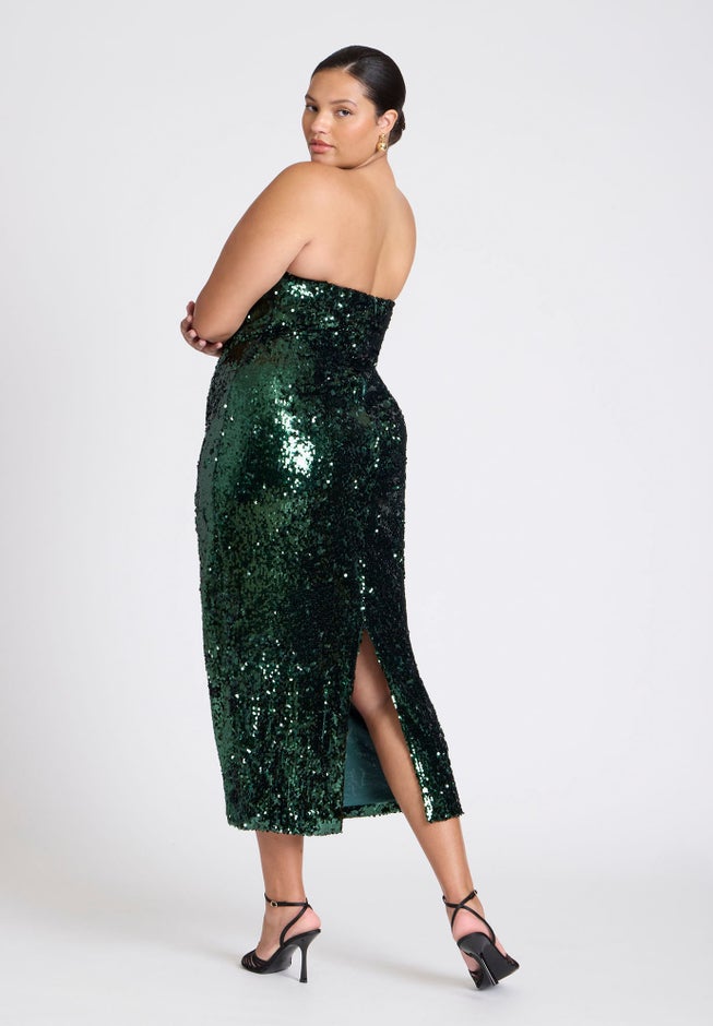 ELOQUII x kate spade new york Sequin Column Dress With Bustier image number 2