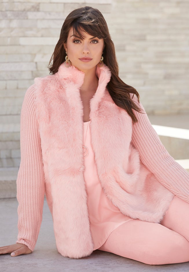 Faux Fur Cardigan Sweater image number 1