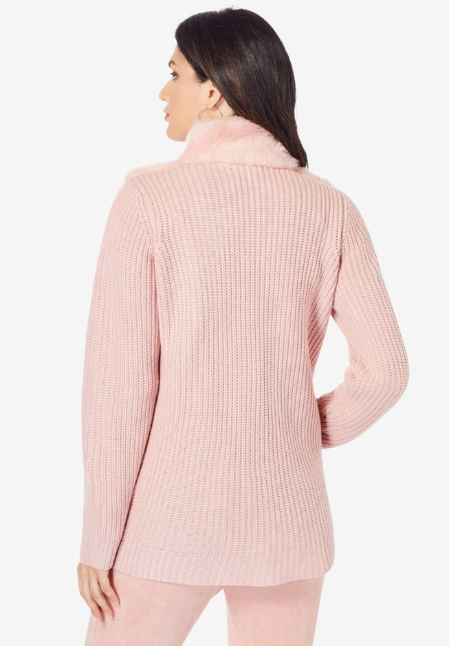 Faux Fur Cardigan Sweater image number 3