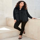 Faux Fur Cardigan Sweater image number null