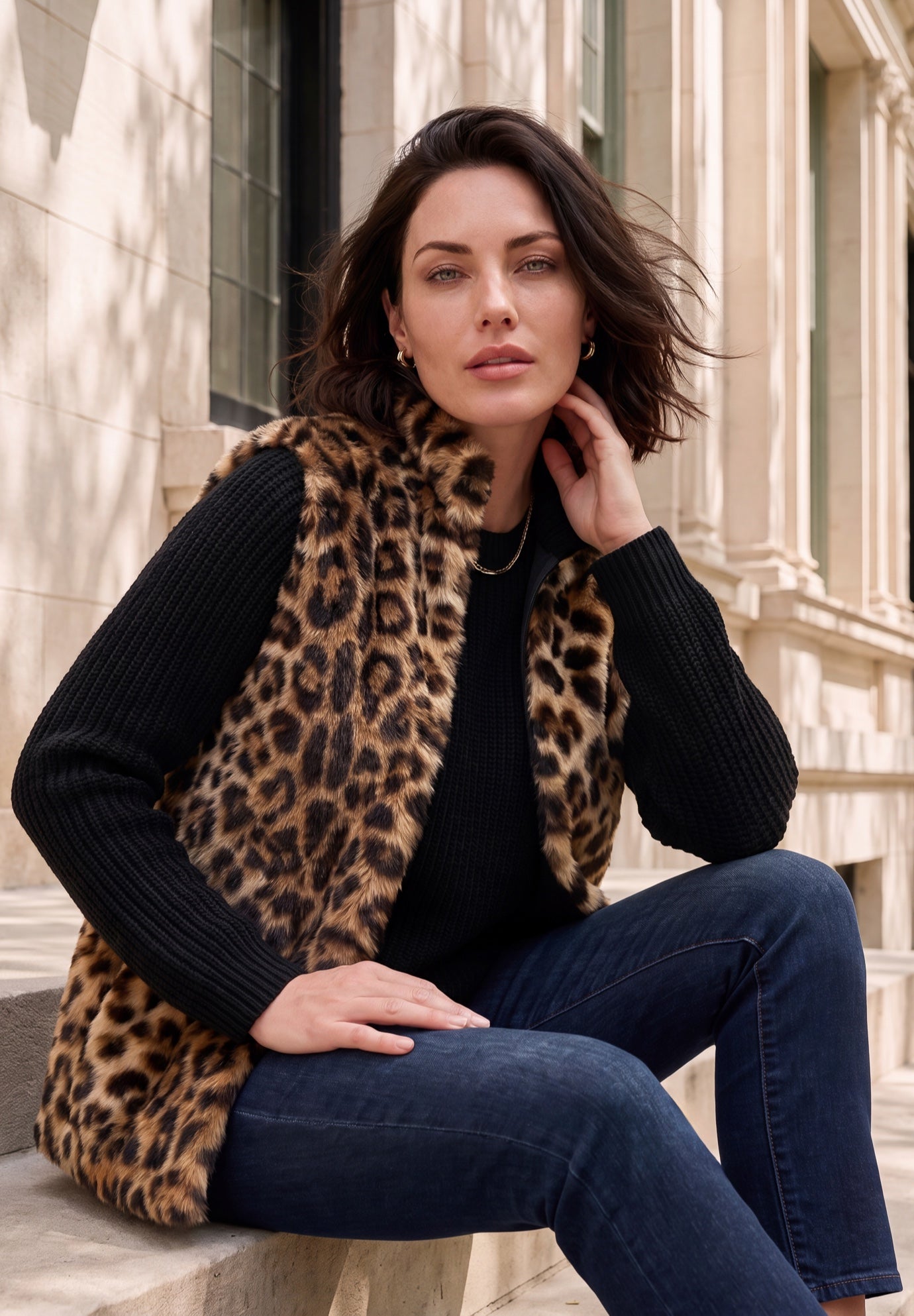 Faux Fur Cardigan Sweater image number 0