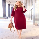 Bell-Sleeve Lace-Up Shift Dress image number null