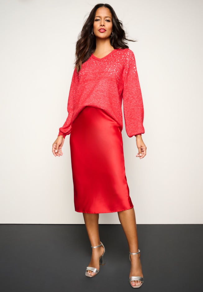 Embellished Pullover Sweater with Blouson Sleeves image number 0