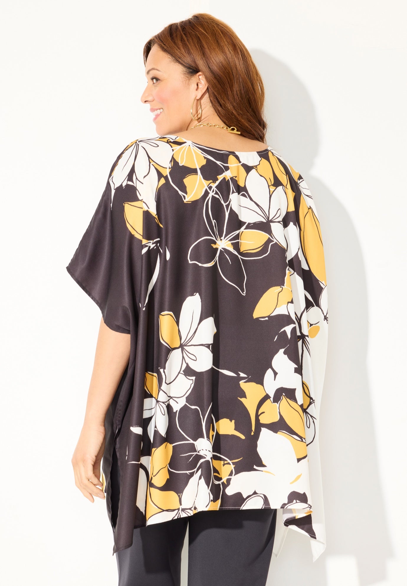 Printed Boatneck Poncho image number 2