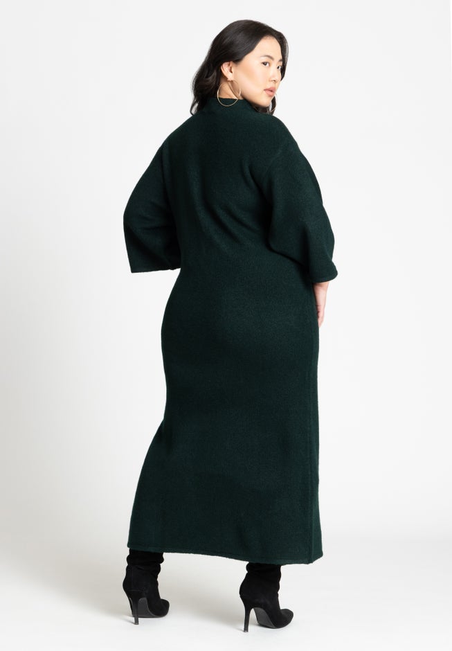 Funnel Neck Wide Sleeve Midi Dress image number 1