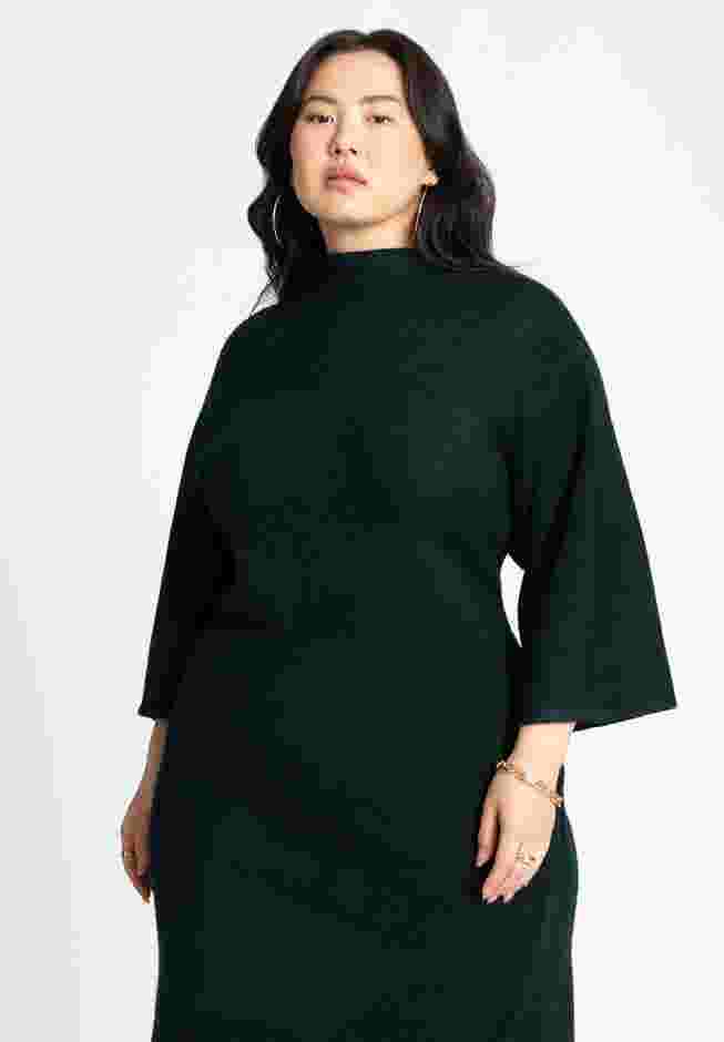 Funnel Neck Wide Sleeve Midi Dress image number 2
