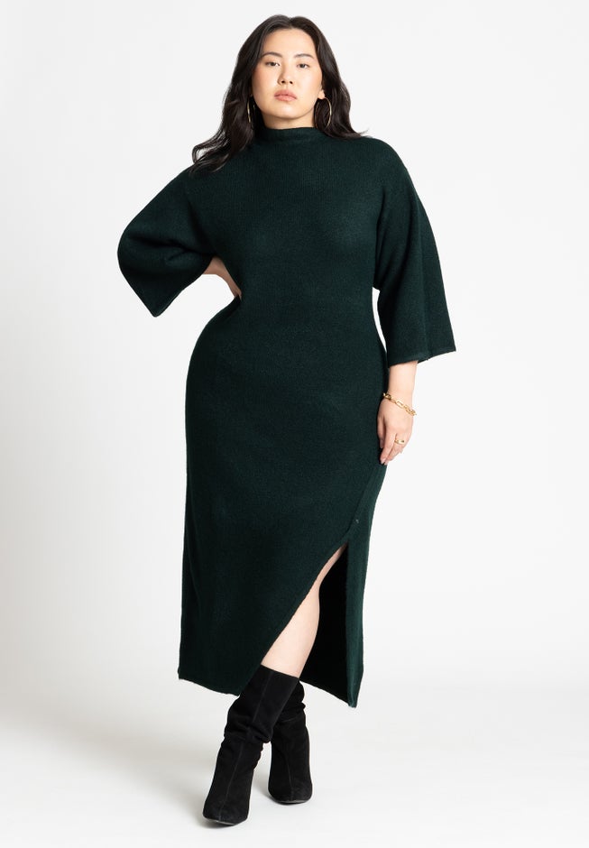 Funnel Neck Wide Sleeve Midi Dress image number 0