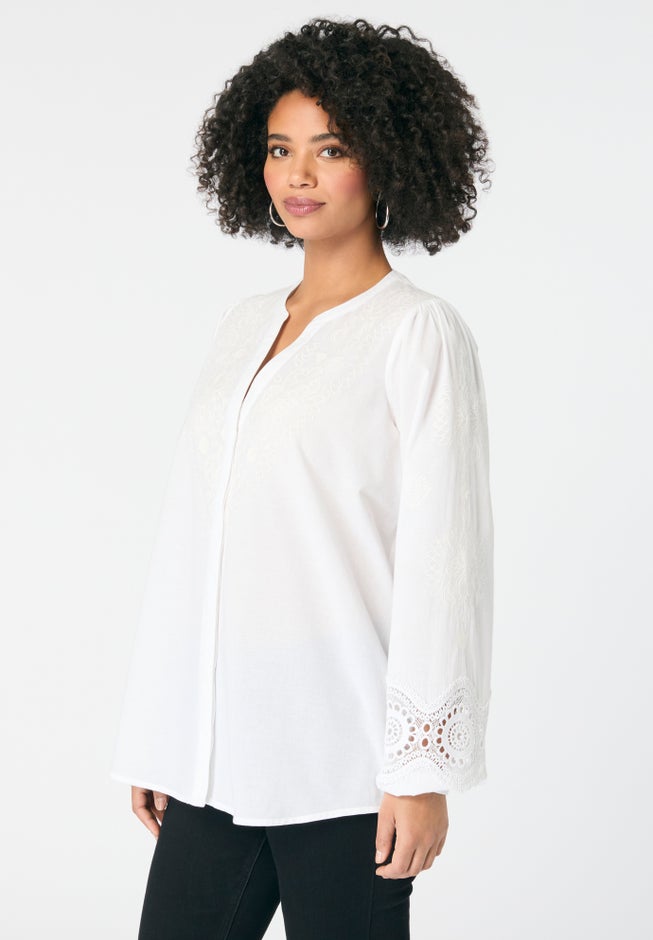Lace-Trim Blouse image number null