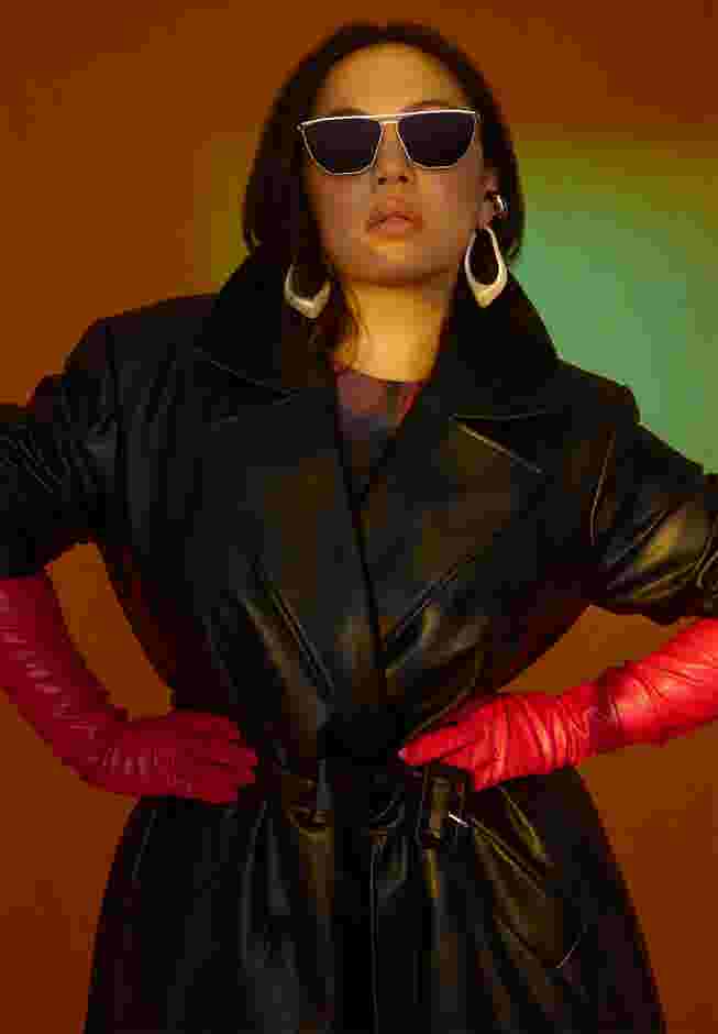 Faux Leather Trench Coat image number 4