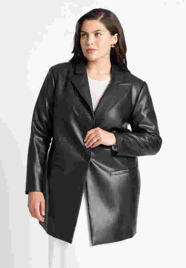 Sleek Faux Leather Blazer image number 0