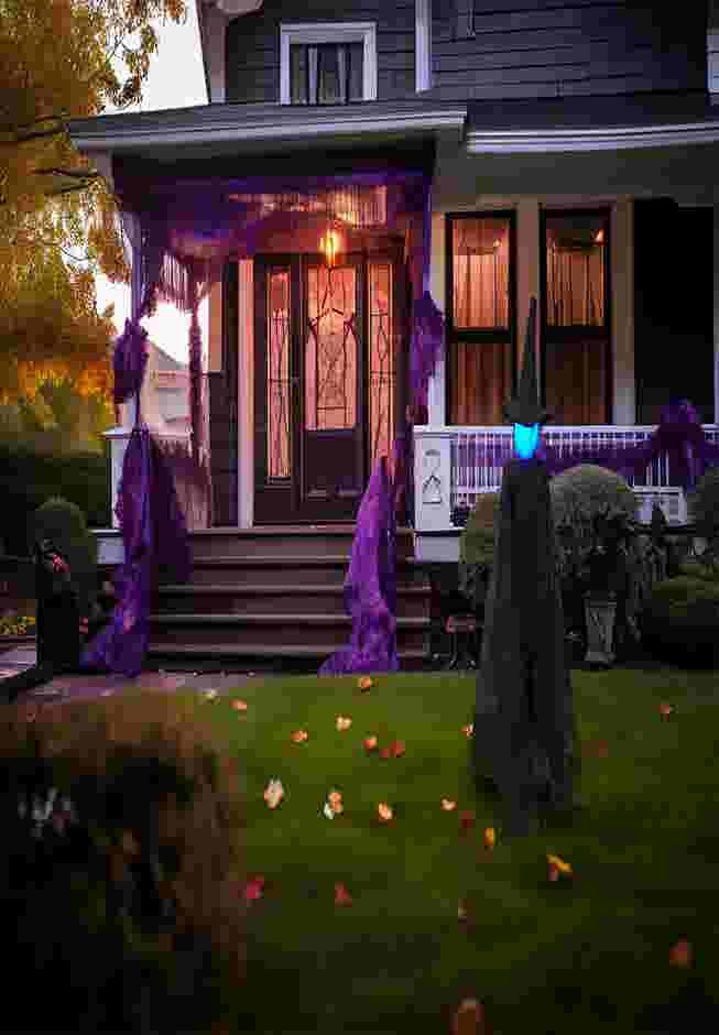 60" Pre-Lit 2-in-1 Hanging Witch image number 4