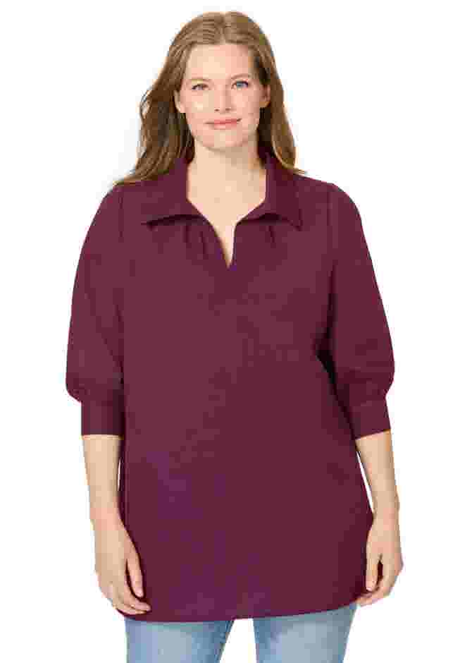 Three-Quarter Sleeve Popover Blouse image number 0