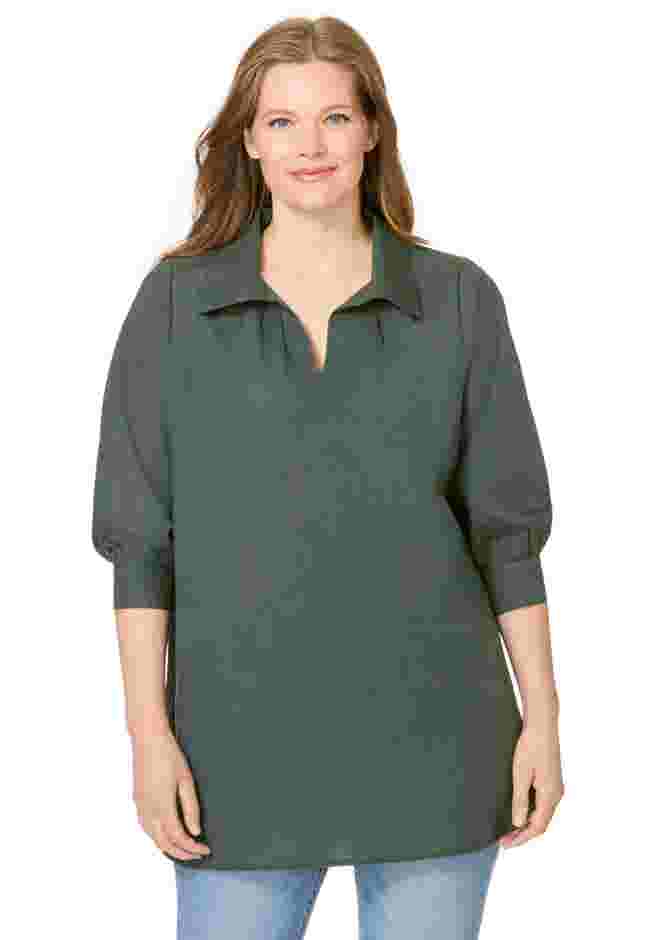 Three-Quarter Sleeve Popover Blouse image number 0