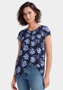 Stretch Jersey A-Line Cap Short Sleeve Smocked Tunic