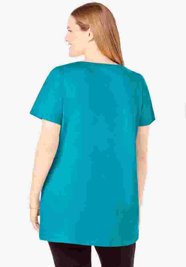Perfect Short-Sleeve Scoop-Neck Henley Tunic image number 1