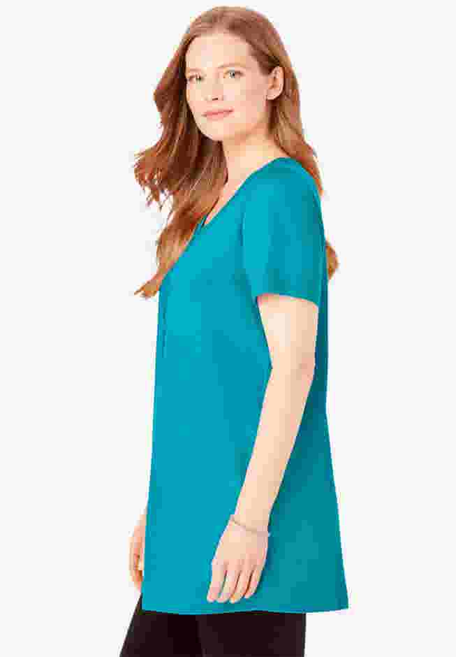 Perfect Short-Sleeve Scoop-Neck Henley Tunic image number 2