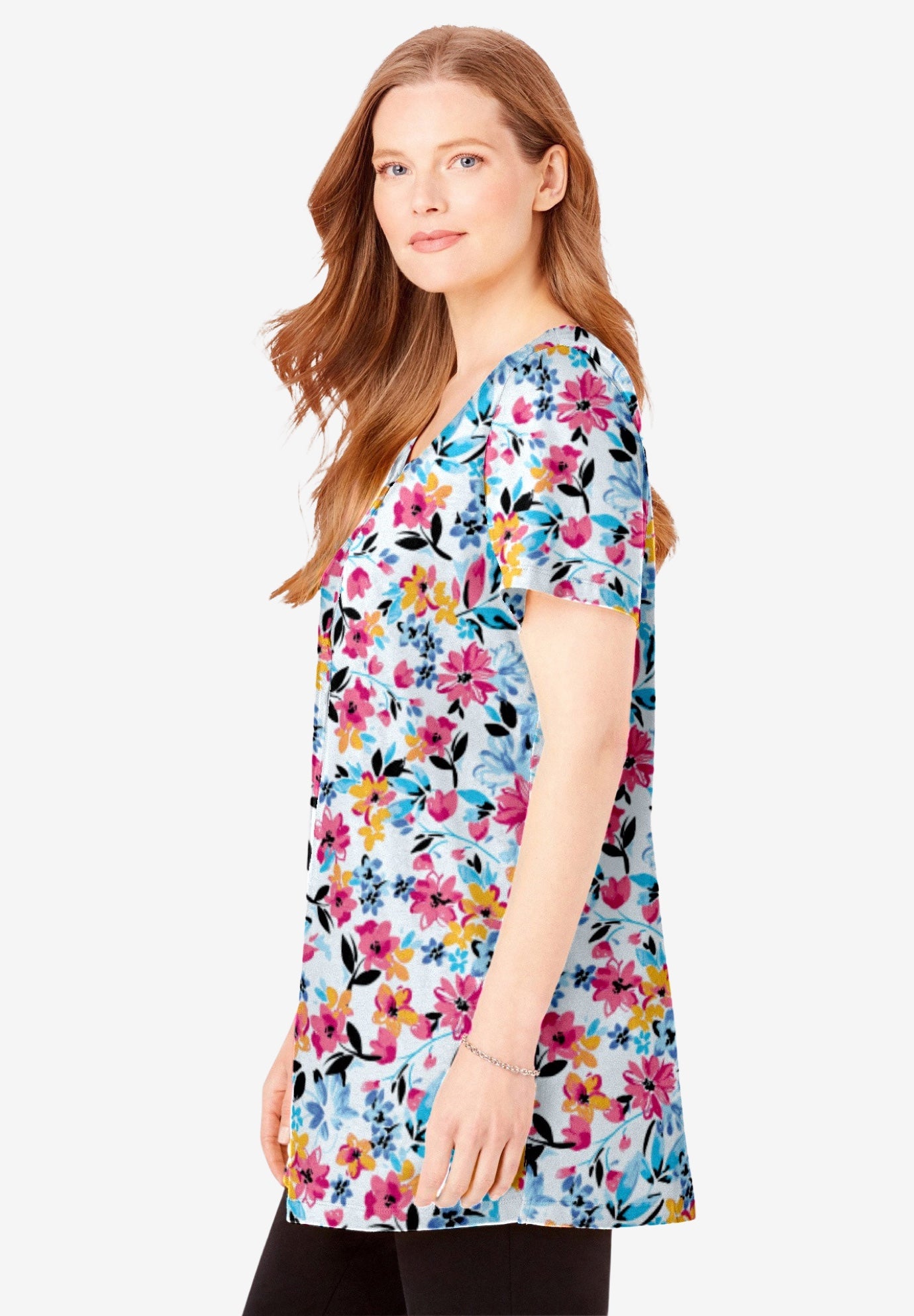 Perfect Short-Sleeve Scoop-Neck Henley Tunic image number 2