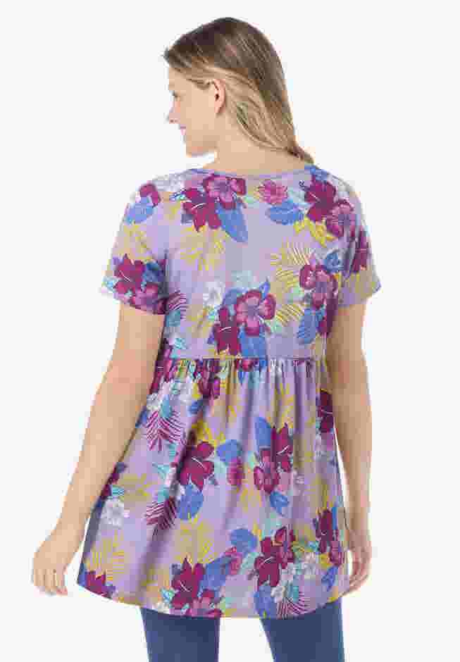 Short-Sleeve Empire Waist Tunic image number 1
