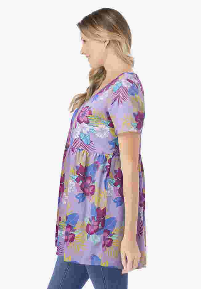 Short-Sleeve Empire Waist Tunic image number 2