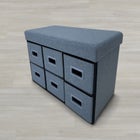 Disassembled gray storage ottoman with removable top and internal panels