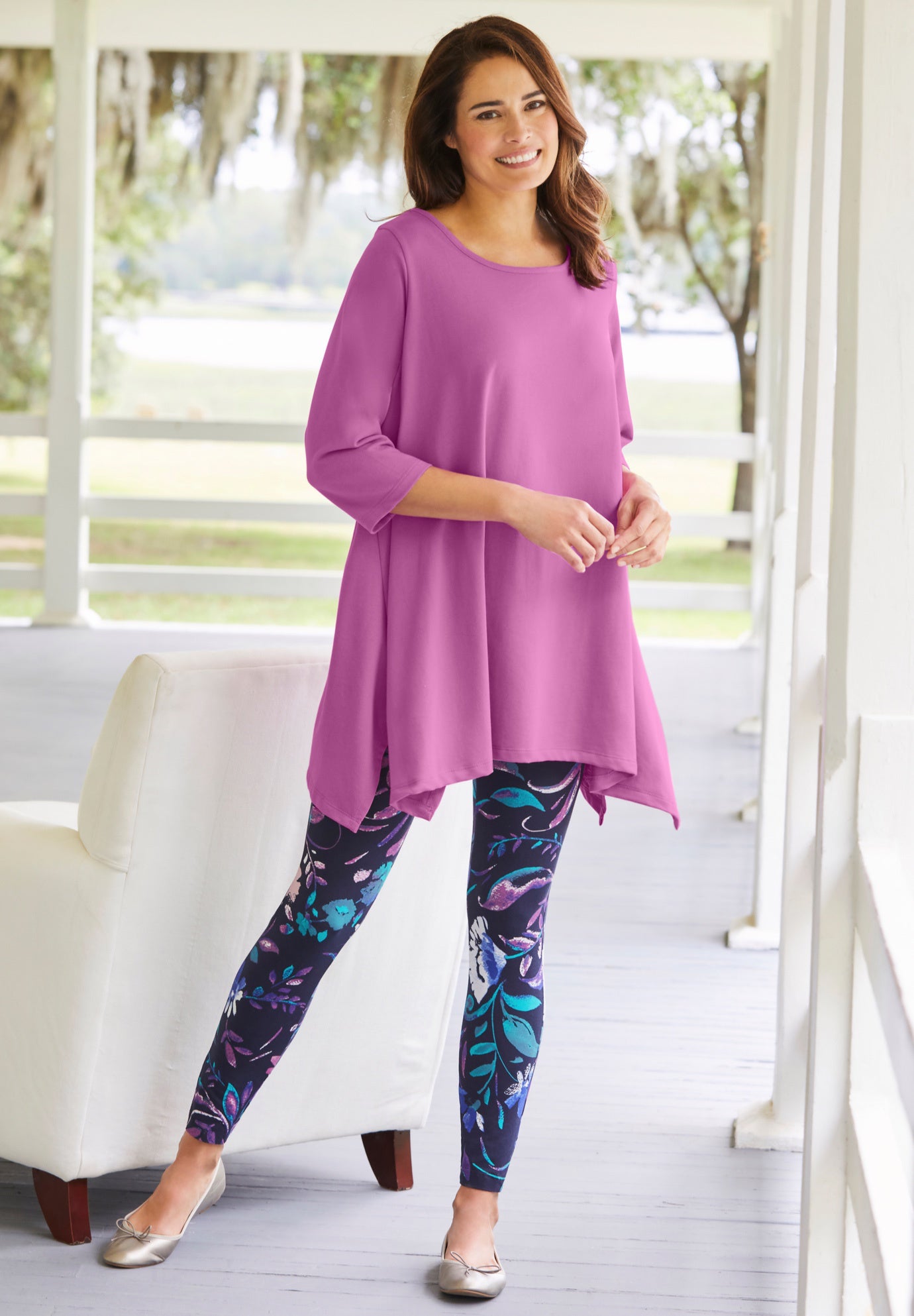 French Terry Handkerchief Hem Tunic image number 6