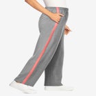Cotton French Terry Straight-Leg Pull-On Side-Stripe Pants image number null