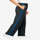 Cotton French Terry Straight-Leg Pull-On Side-Stripe Pants image number null