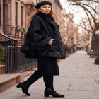 Faux Fur Trim Wool Cape image number 1