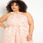 Halter Clipped Jacquard Jumpsuit image number null