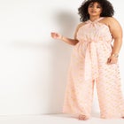 Halter Clipped Jacquard Jumpsuit image number null