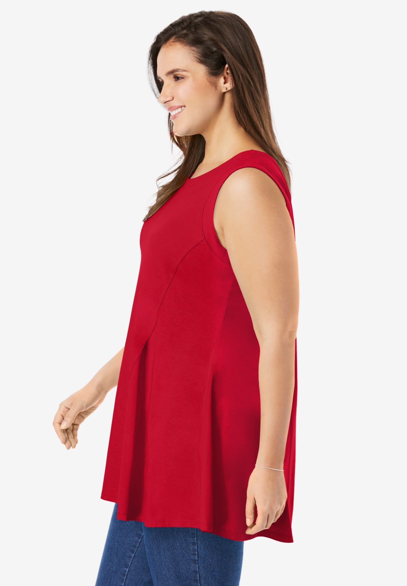 Sleeveless Fit-And-Flare Tunic Top image number 2