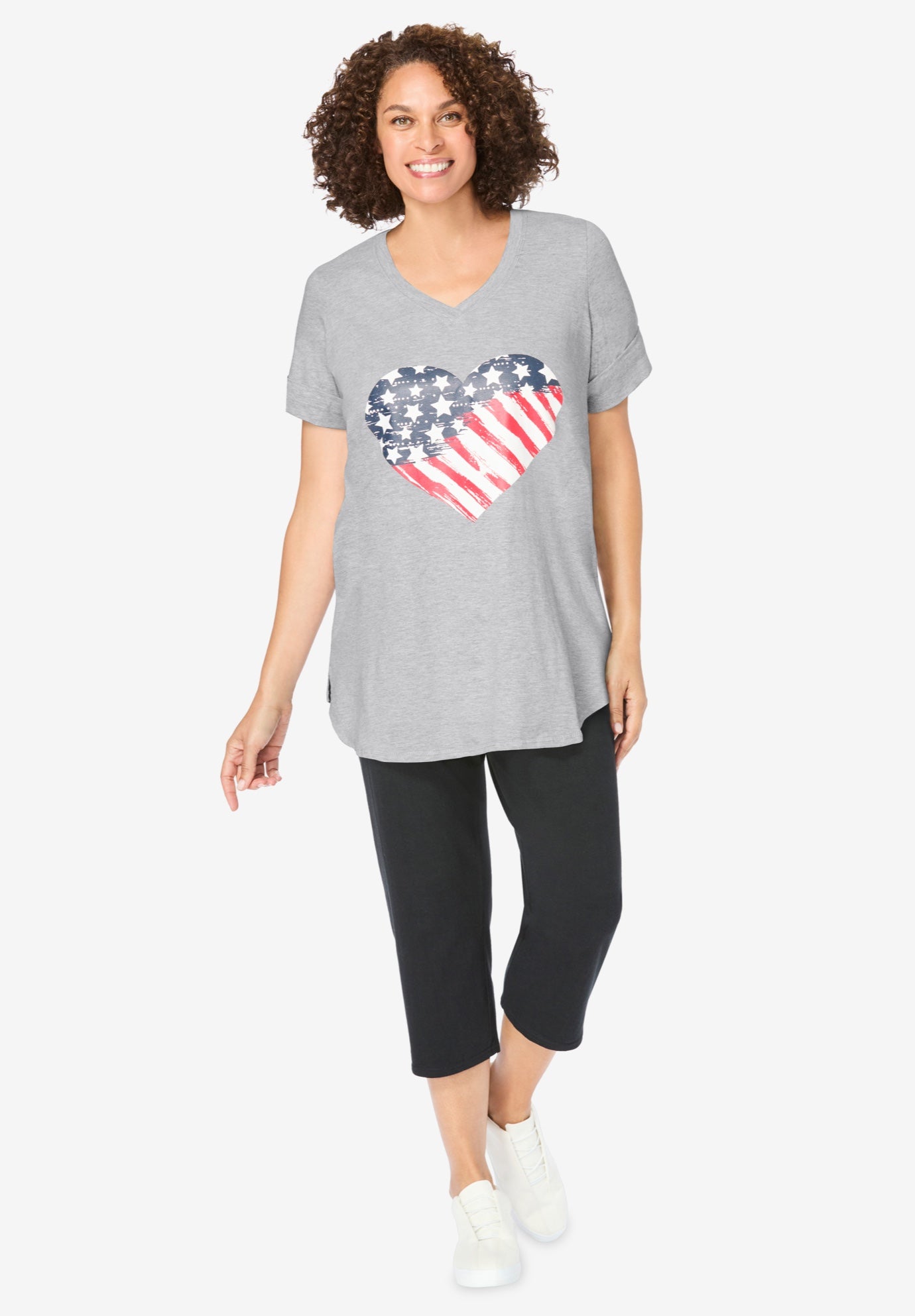 Two-Piece V-Neck Tunic & Capri Set image number 0