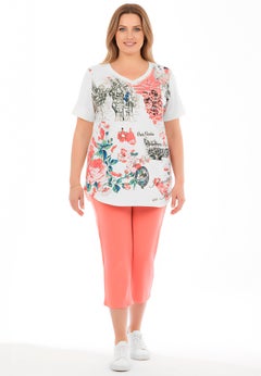 Two-Piece V-Neck Tunic & Capri Set