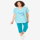 Two-Piece V-Neck Tunic & Capri Set image number 0